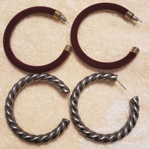 2Sets of Large Hooped Earrings 2in